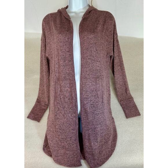 Womens Cardigan Sweater Altar'd State Open Front Soft Hooded Size Small Pinkish - Picture 1 of 7